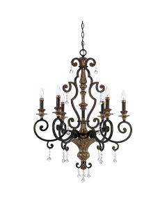 6 Light Chandelier - Antique Bronze & Gold