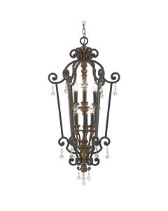 6 Light Chandelier - Antique Bronze & Gold