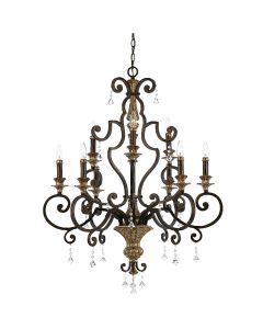 9 Light Chandelier - Antique Bronze & Gold