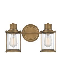 2 Light Wall Light - Aged Brass