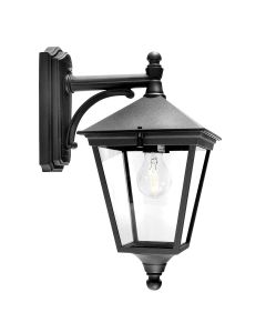 1 Light Medium Down Wall Lantern - Textured Black